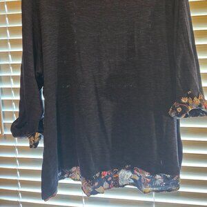 Navy Floral Blouse 3X